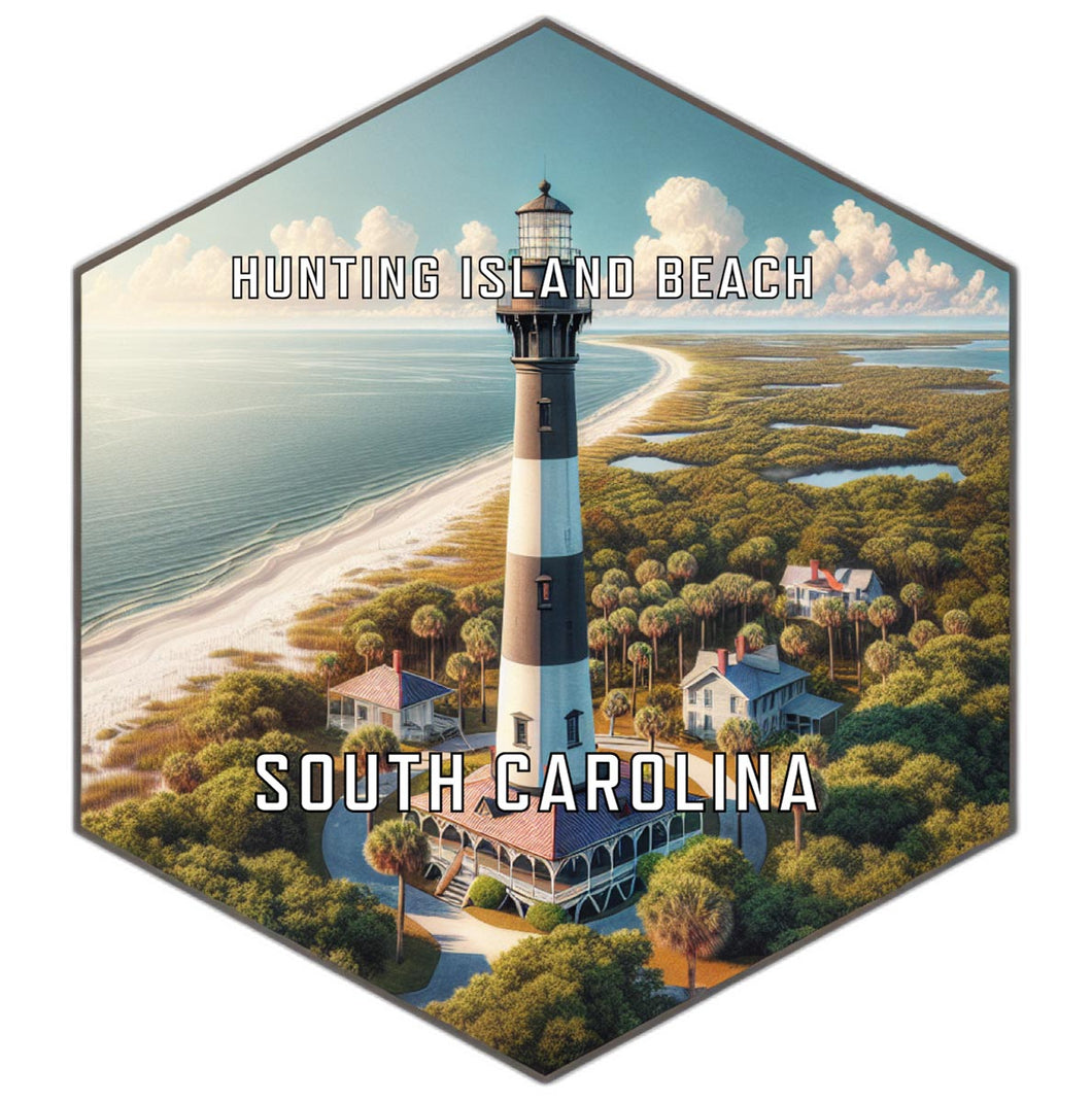 Hunting Island Beach South Carolina Souvenir Travel Destination Die Cut Hexagon Fridge Magnet 6-Inch