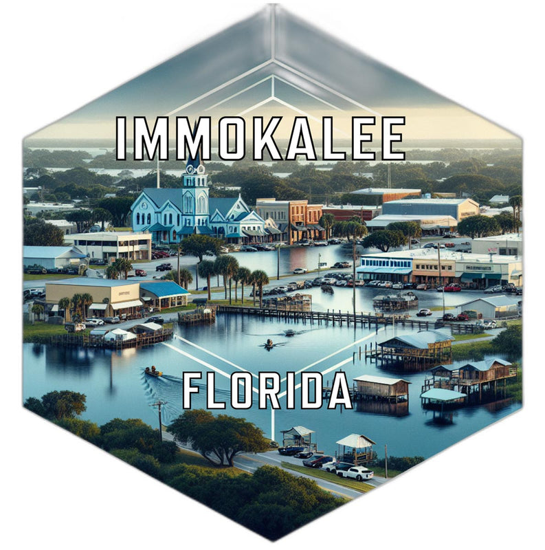 Immokalee Florida Souvenir Travel Destination Die Cut Hexagon Fridge Magnet 2-Inch