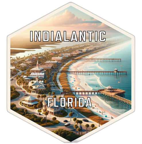 Indialantic Florida Souvenir Travel Destination Die Cut Hexagon Fridge Magnet 2-Inch