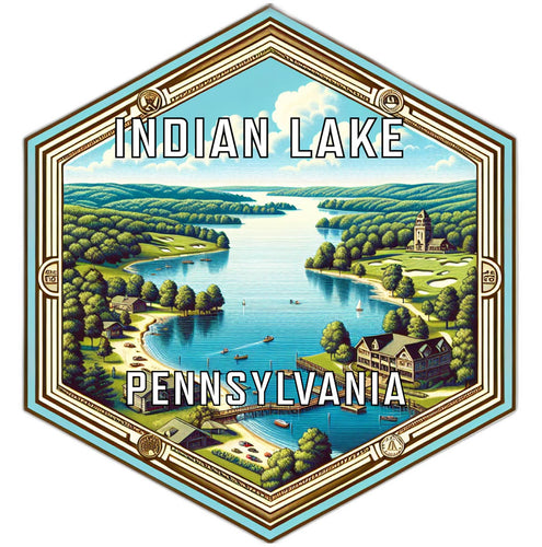 Indian Lake Pennsylvania Souvenir Travel Destination Die Cut Hexagon Fridge Magnet 2-Inch