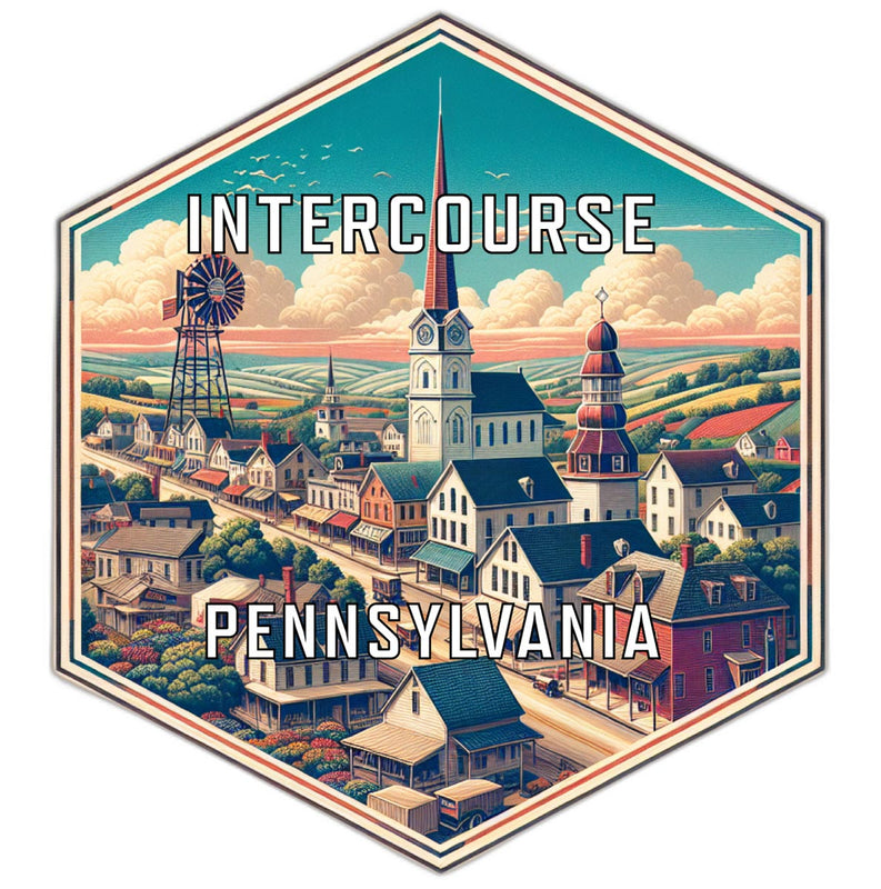 Intercourse Pennsylvania Souvenir Travel Destination Die Cut Hexagon Fridge Magnet 2-Inch