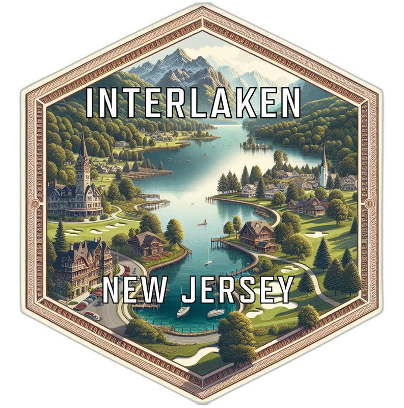 Interlaken New Jersey Souvenir Travel Destination Die Cut Hexagon Fridge Magnet 2-Inch
