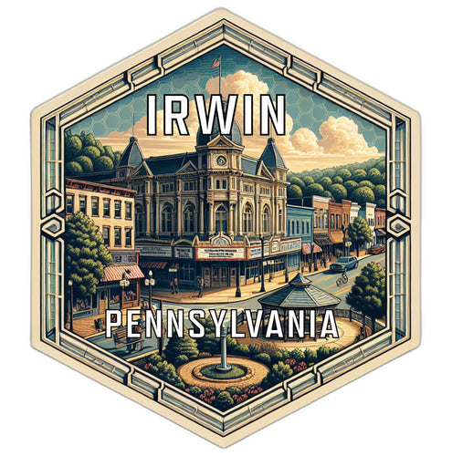 Irwin Pennsylvania Souvenir Travel Destination Die Cut Hexagon Fridge Magnet 2-Inch