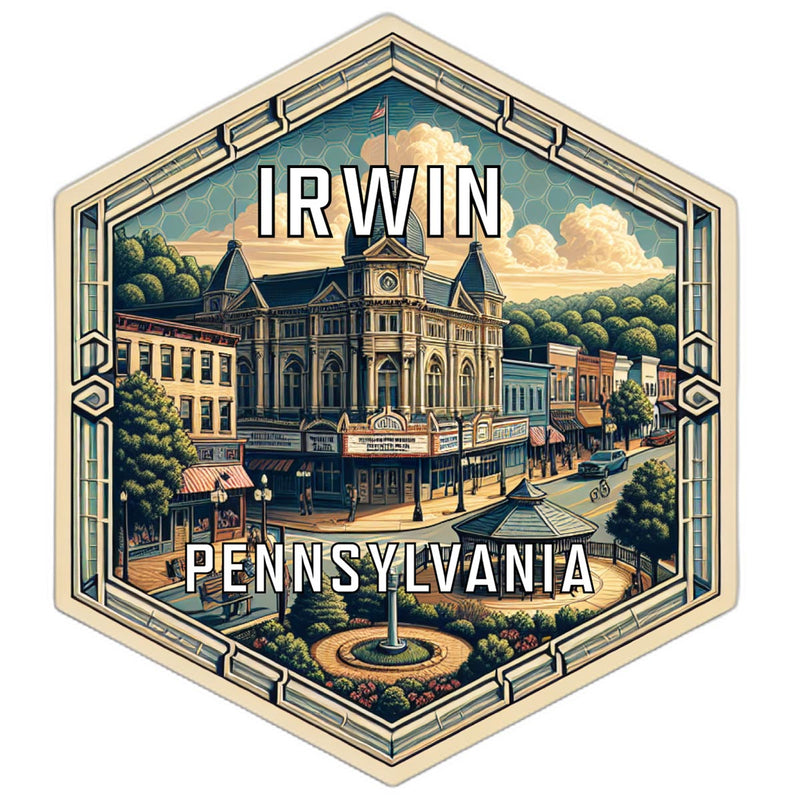 Irwin Pennsylvania Souvenir Travel Destination Die Cut Hexagon Fridge Magnet 2-Inch