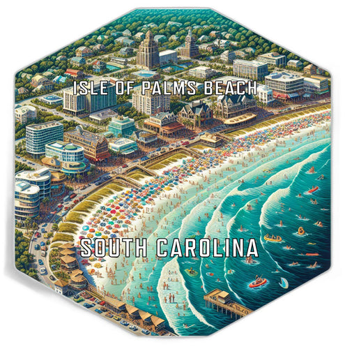 Isle Of Palms Beach South Carolina Souvenir Travel Destination Die Cut Hexagon Fridge Magnet 2-Inch