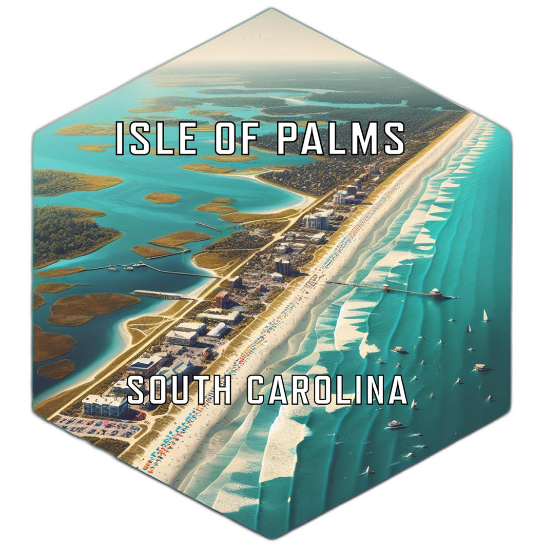 Isle Of Palms South Carolina Souvenir Travel Destination Die Cut Hexagon Fridge Magnet 2-Inch