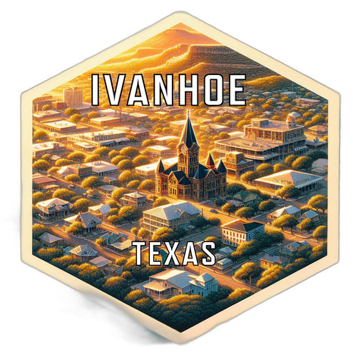 Ivanhoe Texas Souvenir Travel Destination Die Cut Hexagon Fridge Magnet 2-Inch