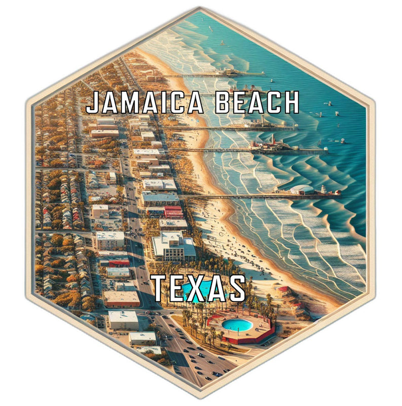 Jamaica Beach Texas Souvenir Travel Destination Die Cut Hexagon Fridge Magnet 2-Inch