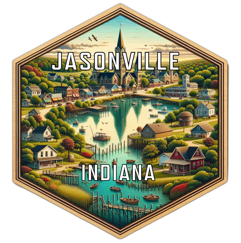 Jasonville Indiana Souvenir Travel Destination Die Cut Hexagon Fridge Magnet 2-Inch