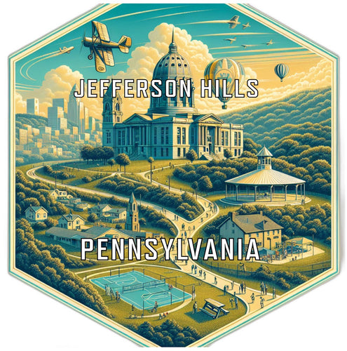 Jefferson Hills Pennsylvania Souvenir Travel Destination Die Cut Hexagon Fridge Magnet 4-Inch