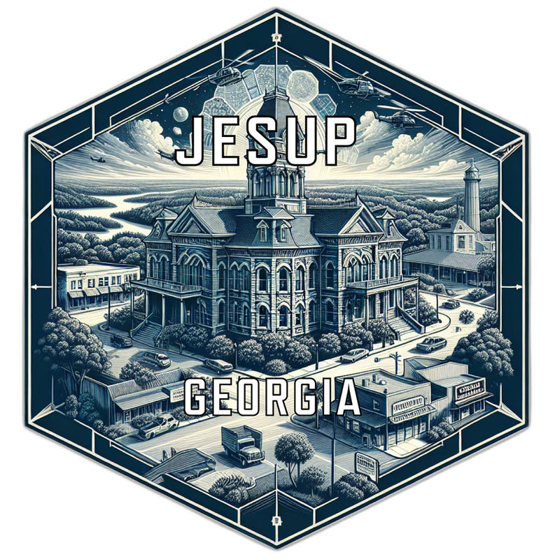 Jesup Georgia Souvenir Travel Destination Die Cut Hexagon Fridge Magnet 2-Inch