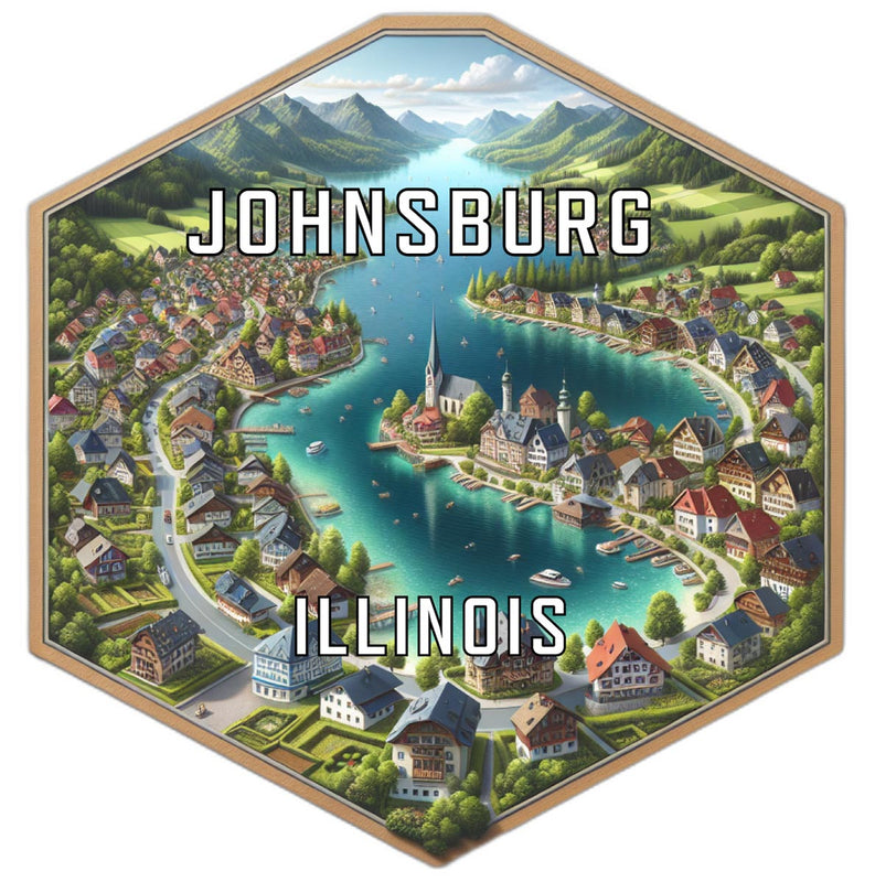 Johnsburg Illinois Souvenir Travel Destination Die Cut Hexagon Fridge Magnet 2-Inch