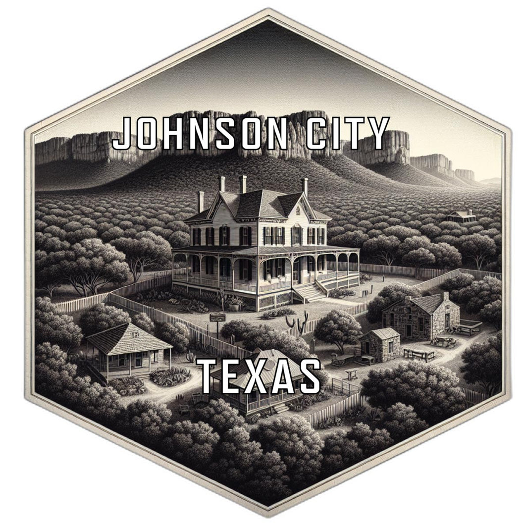 Johnson City Texas Souvenir Travel Destination Die Cut Hexagon Fridge Magnet 6-Inch