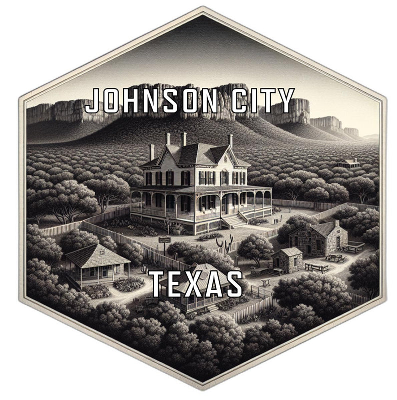 Johnson City Texas Souvenir Travel Destination Die Cut Hexagon Fridge Magnet 6-Inch