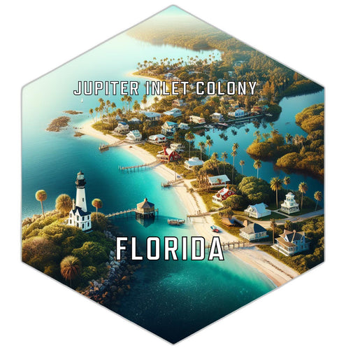 Jupiter Inlet Colony Florida Souvenir Travel Destination Die Cut Hexagon Fridge Magnet 6-Inch