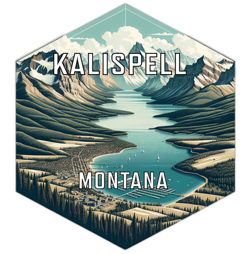 Kalispell Montana Souvenir Travel Destination Die Cut Hexagon Fridge Magnet 2-Inch