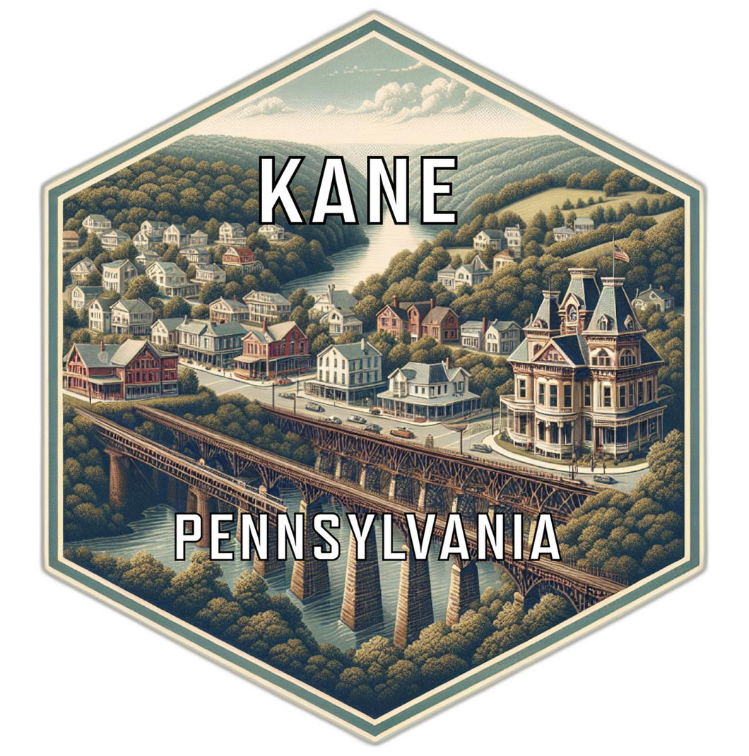 Kane Pennsylvania Souvenir Travel Destination Die Cut Hexagon Fridge Magnet 2-Inch