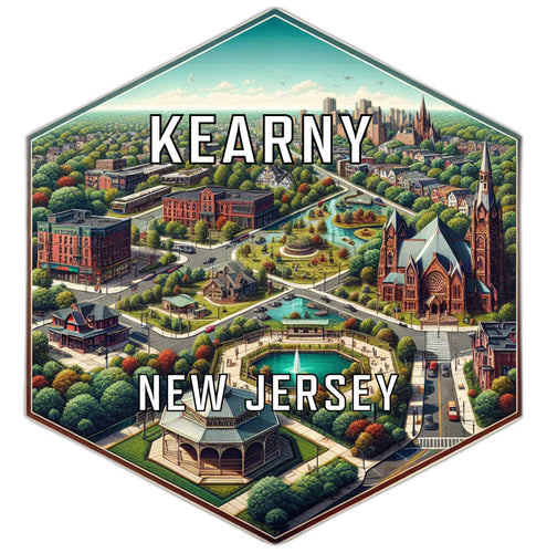 Kearny New Jersey Souvenir Travel Destination Die Cut Hexagon Fridge Magnet 2-Inch