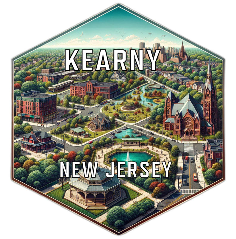 Kearny New Jersey Souvenir Travel Destination Die Cut Hexagon Fridge Magnet 2-Inch