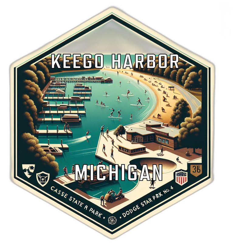 Keego Harbor Michigan Souvenir Travel Destination Die Cut Hexagon Fridge Magnet 2-Inch