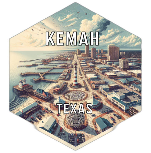 Kemah Texas Souvenir Travel Destination Die Cut Hexagon Fridge Magnet 2-Inch
