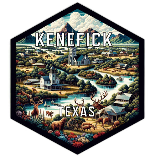 Kenefick Texas Souvenir Travel Destination Die Cut Hexagon Fridge Magnet 6-Inch