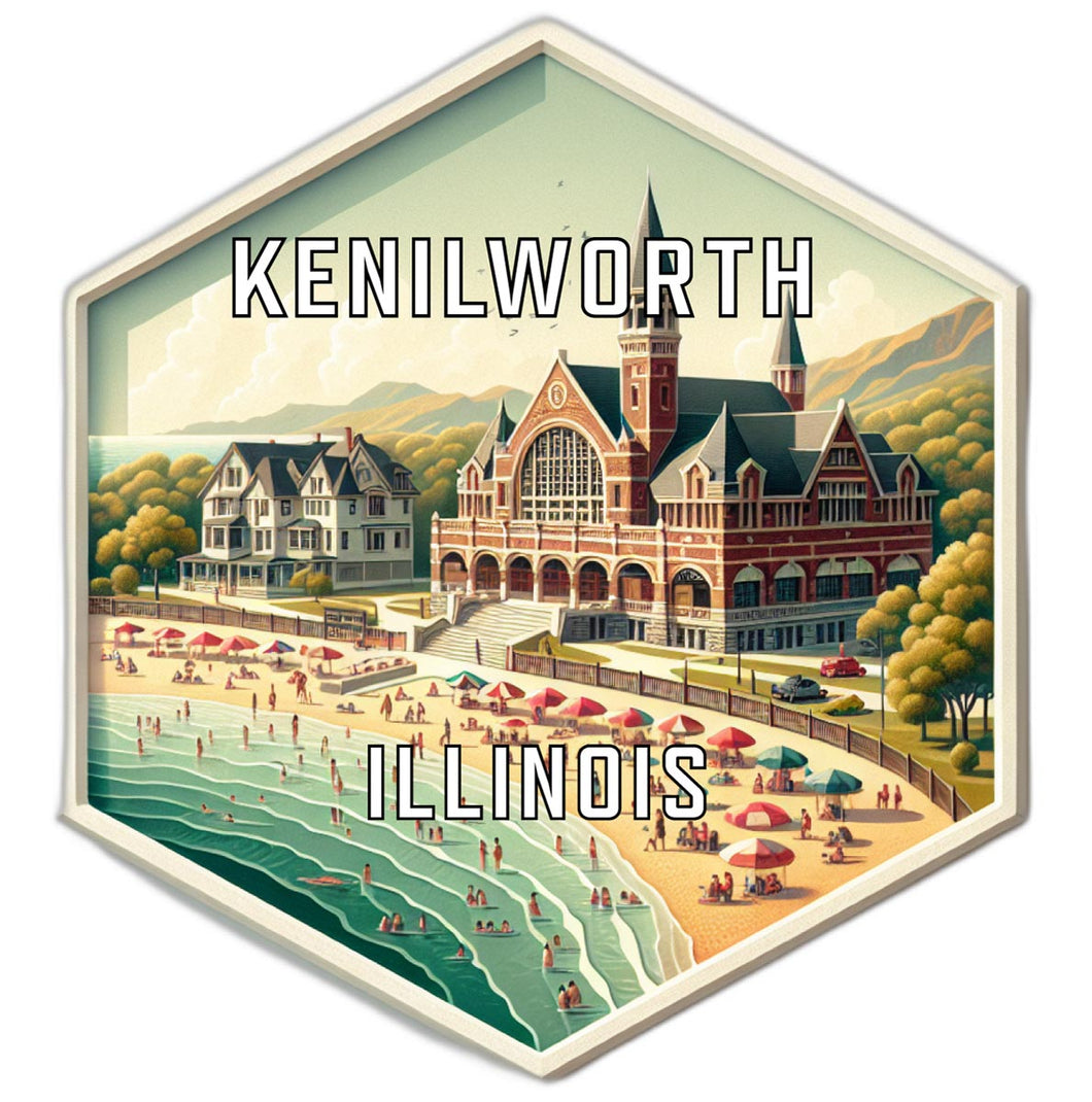 Kenilworth Illinois Souvenir Travel Destination Die Cut Hexagon Fridge Magnet 2-Inch