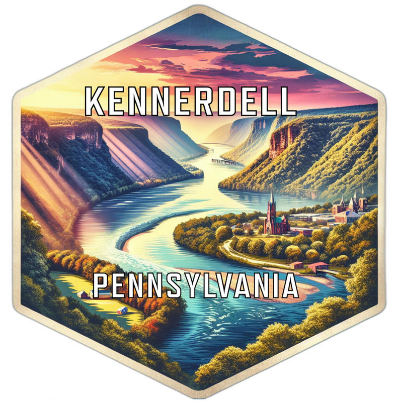 Kennerdell Pennsylvania Souvenir Travel Destination Die Cut Hexagon Fridge Magnet 2-Inch