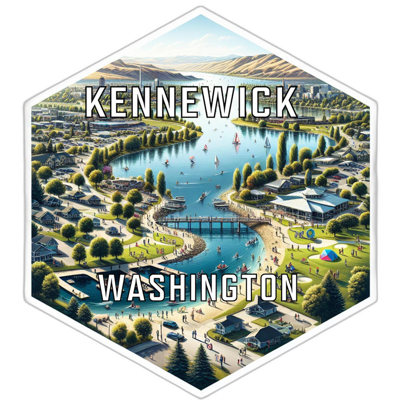 Kennewick Washington Souvenir Travel Destination Die Cut Hexagon Fridge Magnet 2-Inch