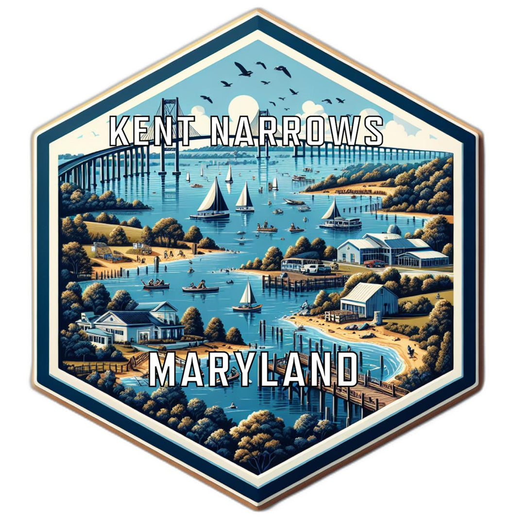 Kent Narrows Maryland Souvenir Travel Destination Die Cut Hexagon Fridge Magnet 2-Inch