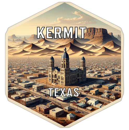 Kermit Texas Souvenir Travel Destination Die Cut Hexagon Fridge Magnet 2-Inch