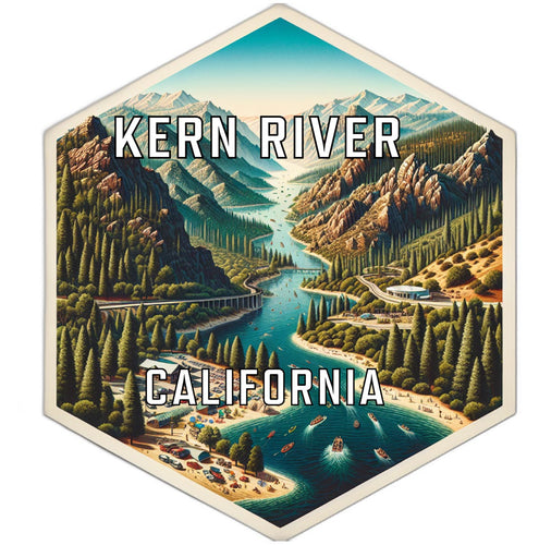 Kern River California Souvenir Travel Destination Die Cut Hexagon Fridge Magnet 2-Inch