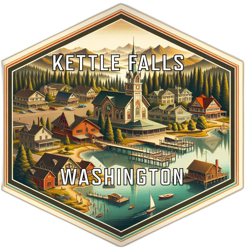 Kettle Falls Washington Souvenir Travel Destination Die Cut Hexagon Fridge Magnet 2-Inch