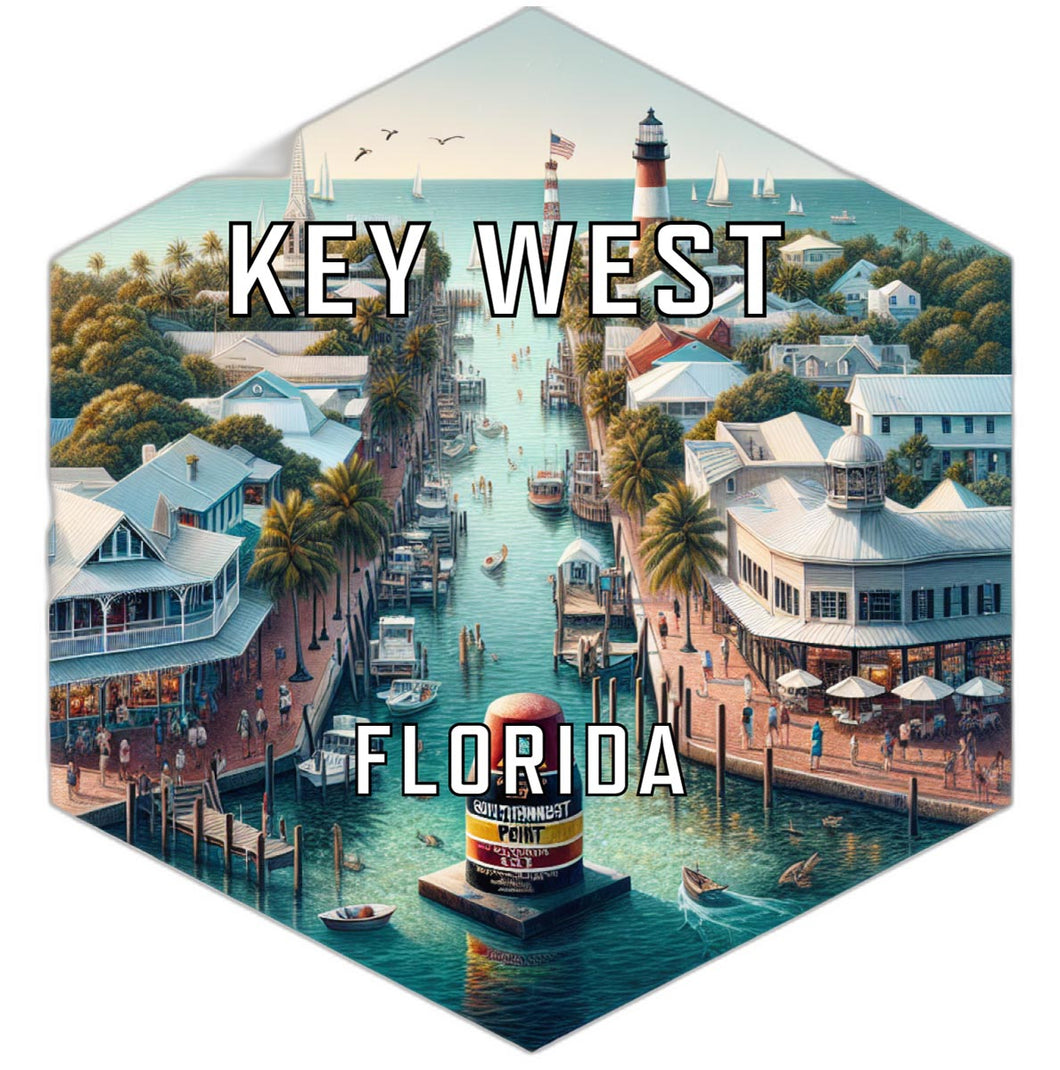 Key West Florida Souvenir Travel Destination Die Cut Hexagon Fridge Magnet 6-Inch