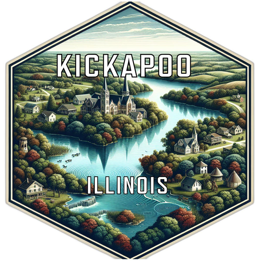 Kickapoo Illinois Souvenir Travel Destination Die Cut Hexagon Fridge Magnet 2-Inch