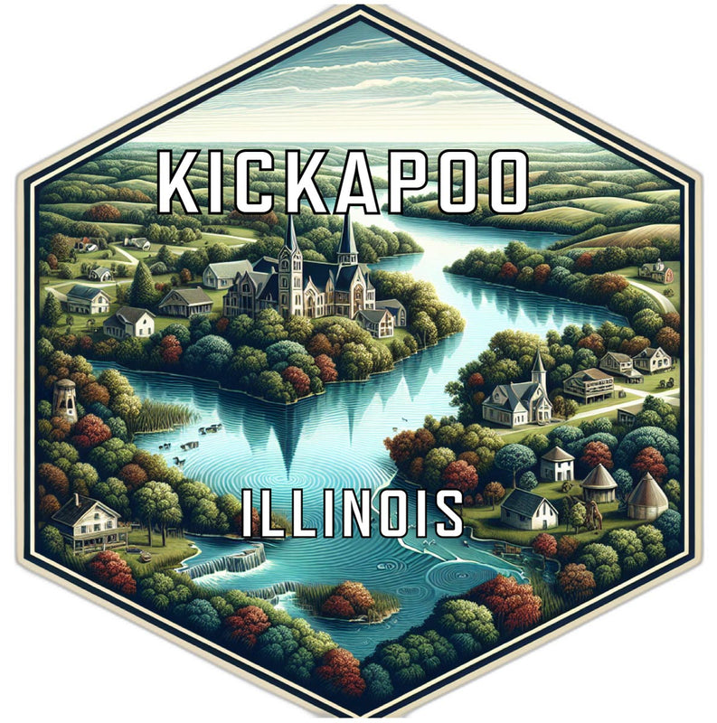 Kickapoo Illinois Souvenir Travel Destination Die Cut Hexagon Fridge Magnet 2-Inch