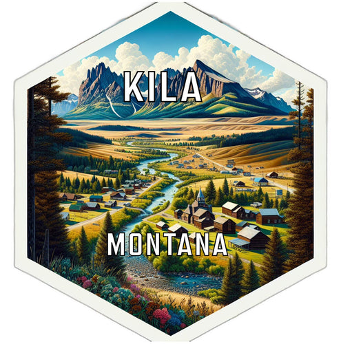 Kila Montana Souvenir Travel Destination Die Cut Hexagon Fridge Magnet 2-Inch