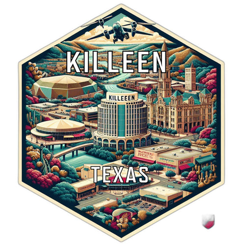 Killeen Texas Souvenir Travel Destination Die Cut Hexagon Fridge Magnet 2-Inch