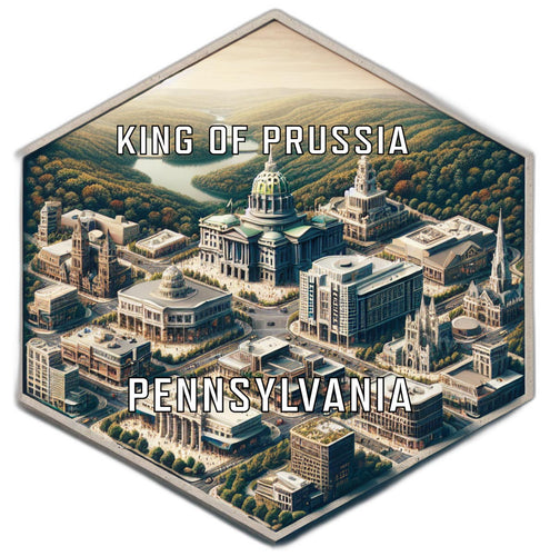 King Of Prussia Pennsylvania Souvenir Travel Destination Die Cut Hexagon Fridge Magnet 2-Inch