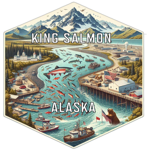 King Salmon Alaska Travel Destination Souvenir Vinyl Decal Sticker 6-Inch