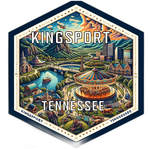 Kingsport Tennessee Souvenir Travel Destination Die Cut Hexagon Fridge Magnet 2-Inch