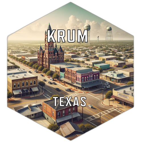 Krum Texas Souvenir Travel Destination Die Cut Hexagon Fridge Magnet 6-Inch