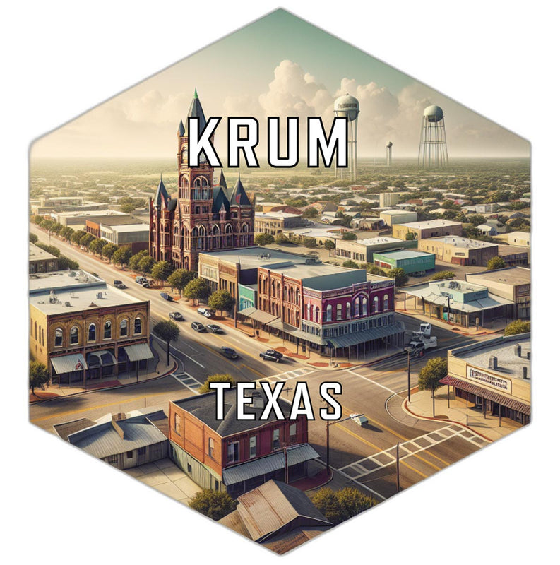 Krum Texas Souvenir Travel Destination Die Cut Hexagon Fridge Magnet 6-Inch