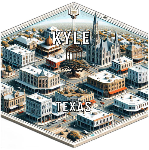Kyle Texas Souvenir Travel Destination Die Cut Hexagon Fridge Magnet 6-Inch