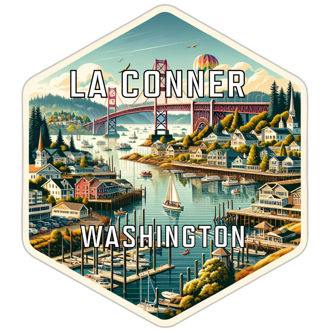 La Conner Washington Souvenir Travel Destination Die Cut Hexagon Fridge Magnet 2-Inch