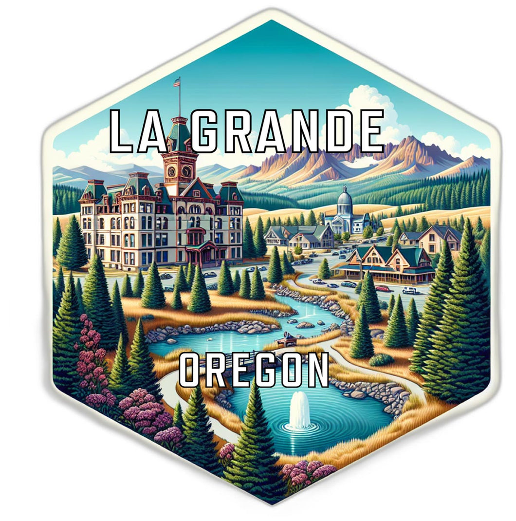 La Grande Oregon Souvenir Travel Destination Die Cut Hexagon Fridge Magnet 2-Inch