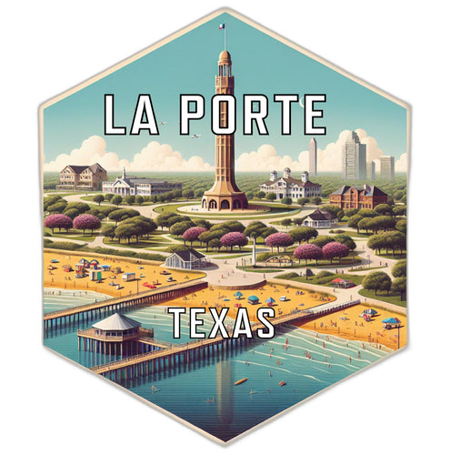 La Porte Texas Souvenir Travel Destination Die Cut Hexagon Fridge Magnet 6-Inch
