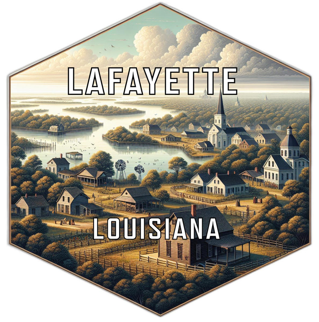 Lafayette Louisiana Souvenir Travel Destination Die Cut Hexagon Fridge Magnet 2-Inch