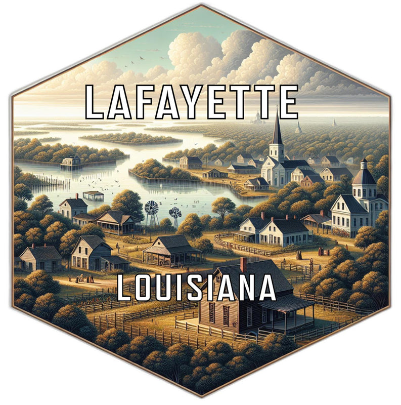 Lafayette Louisiana Souvenir Travel Destination Die Cut Hexagon Fridge Magnet 2-Inch