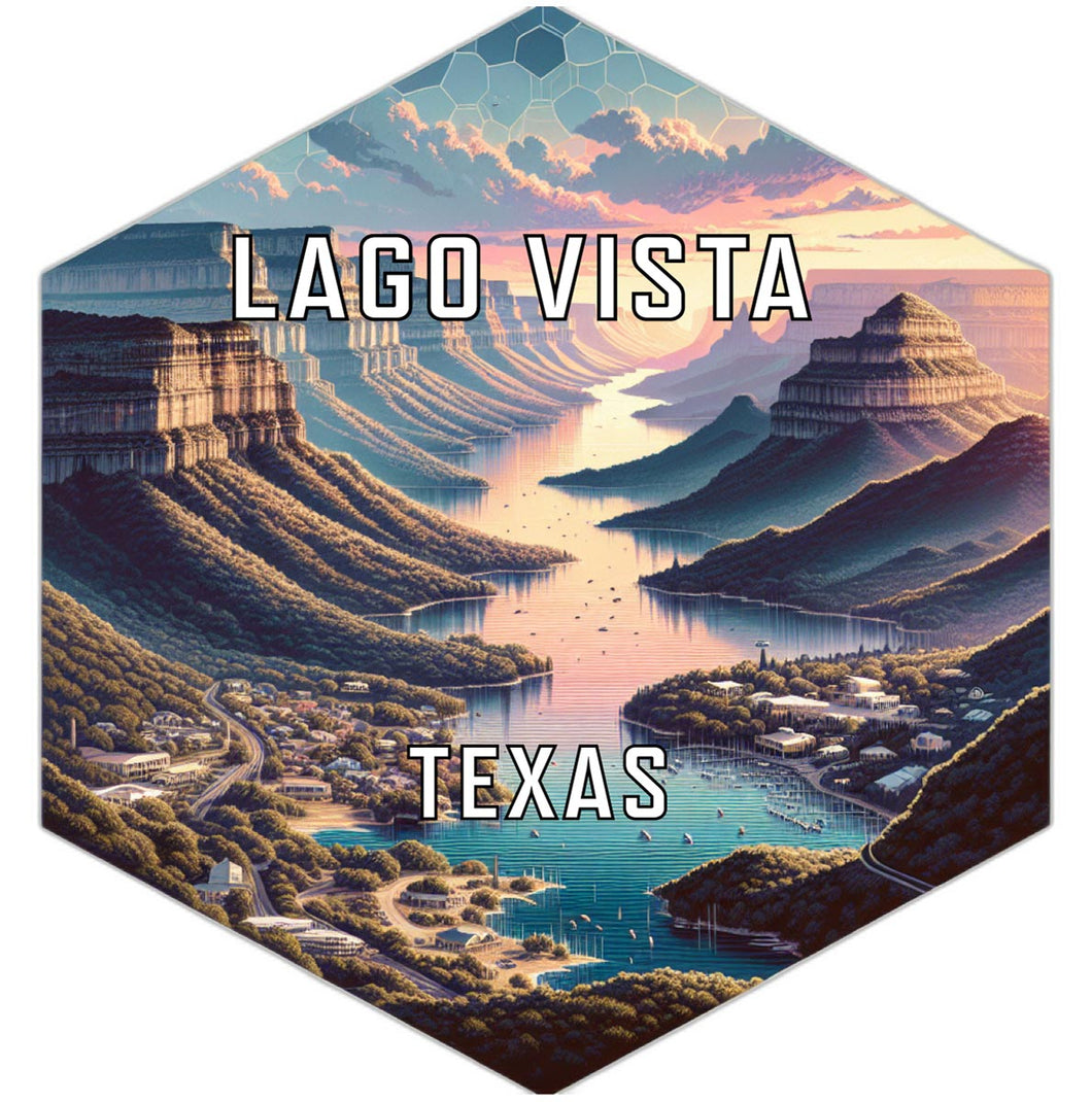 Lago Vista Texas Souvenir Travel Destination Die Cut Hexagon Fridge Magnet 6-Inch